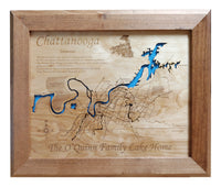 Chattanooga, Tennessee - Laser Cut Wood Map