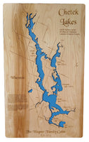 Chetek Chain of Lakes, Wisconsin - Laser Cut Wood Map