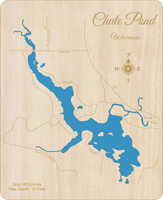 Chute Pond, Wisconsin - Laser Cut Wood Map