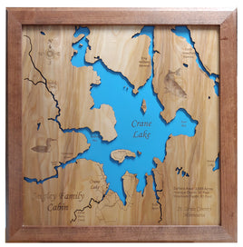 Crane Lake, Minnesota - Laser Cut Wood Map