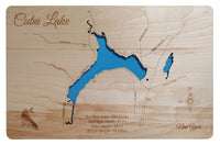Cuba Lake, New York - Laser Cut Wood Map