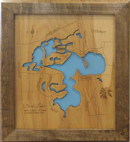 Duck Lake, Michigan - Oakland County - Laser Cut Wood Map