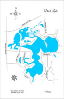 Duck Lake, Michigan - Oakland County - Laser Cut Wood Map