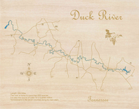 Duck River, Tennessee - Laser Cut Wood Map