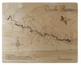 Duck River, Tennessee - Laser Cut Wood Map