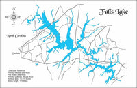 Falls Lake, NC - Laser Cut Wood Map