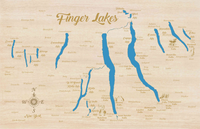 Finger Lakes, New York - Laser Cut Wood Map