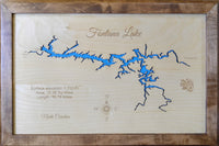 Fontana Lake, North Carolina - Laser Cut Wood Map