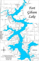 Fort Gibson Lake, OK - Laser Cut Wood Map