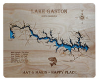 Lake Gaston, NC - Laser Cut Wood Map