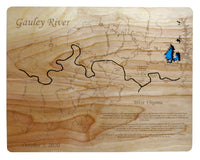 Gauley River, West Virginia - Laser Cut Wood Map