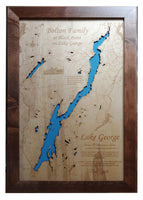 Lake George, New York - Laser Cut Wood Map