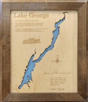 Lake George, New York - Laser Cut Wood Map