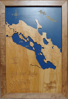 Grand Lake, Michigan - Laser Cut Wood Map