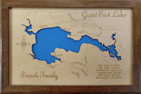 Great East Lake in Maine and New Hampshire - Laser Cut Wood Map