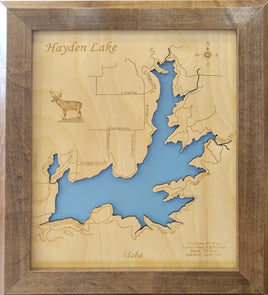 Hayden Lake, Idaho - Laser Cut Wood Map