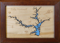Lake Hartwell, GA & SC - Laser Cut Wood Map