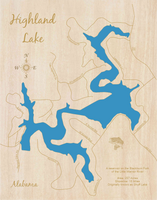 Highland Lake, Alabama - Laser Cut Wood Map