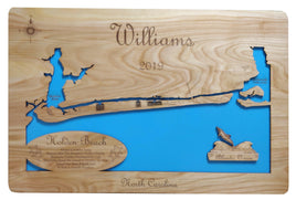 Holden Beach, North Carolina - laser cut wood map