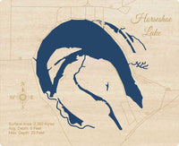 Horseshoe Lake, Arkansas - Laser Cut Wood Map