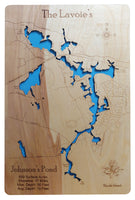 Johnson's Pond, Rhode Island - Laser Cut Wood Map