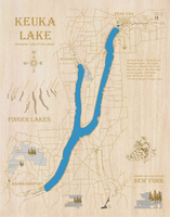 Keuka Lake, New York - Laser Cut Wood Map