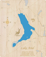 Lake Ariel, PA - Laser Cut Wood Map