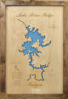 Lake Blue Ridge, Georgia  - Laser Cut Wood Map