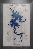 Lake Blue Ridge, Georgia  - Laser Cut Wood Map