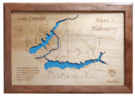 Lake Camelot, Wisconsin - Laser Cut Wood Map