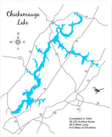 Chickamauga Lake, Tennessee - Laser Cut Wood Map