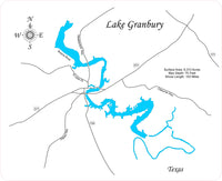 Lake Granbury, Texas - Laser Cut Wood Map