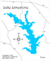 Lake Limestone, Texas  - Laser Cut Wood Map