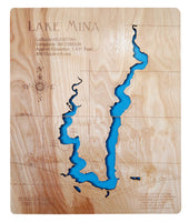 Mina Lake, South Dakota - Laser Cut Wood Map