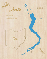 Lake Austin, Ohio - Laser Cut Wood Map