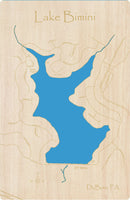 Bimini Lake, PA - Laser Cut Wood Map