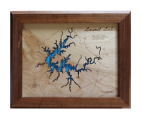 Laurel River Lake, Kentucky - Laser Cut Wood Map