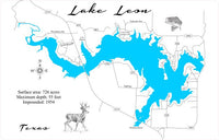 Lake Leon, Texas - Laser Cut Wood Map