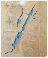 Little Long Lake, New York - Laser Cut Wood Map