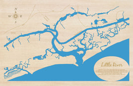 Little River, South Carolina - Coastal Map - laser cut wood map