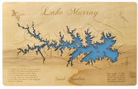 Lake Murray, South Carolina - Laser Cut Wood Map