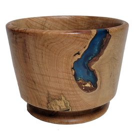Maple Bowl with Turquoise Epoxy - Rare Wood Turned by Ken Minyard