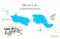 Marvine Lakes, Colorado - Laser Cut Wood Map