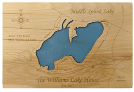 Middle Spunk Lake, Minnesota - Laser Cut Wood Map