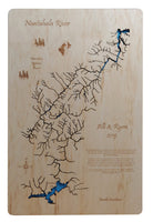 Nantahala River Gorge, NC - Laser Cut Wood Map