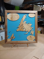 Newfoundland, Canada - laser cut wood map