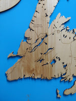 Newfoundland, Canada - laser cut wood map