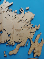 Newfoundland, Canada - laser cut wood map