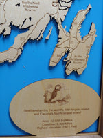 Newfoundland, Canada - laser cut wood map