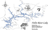 Nolin River Lake, KY - Laser Cut Wood Map